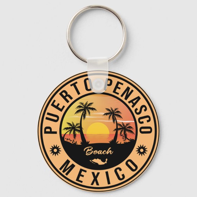 Porte-clés Puerto Peñasco Mexique Plage Retro Sunset 80s (Recto)