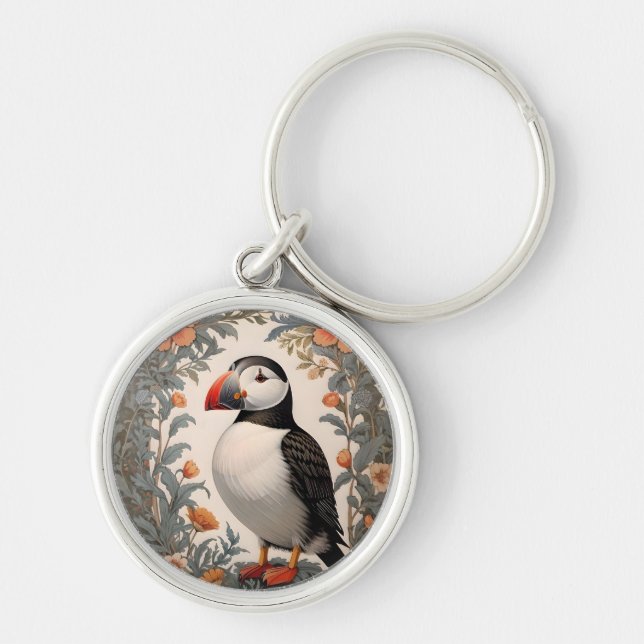 Porte-clés Puffin Atlantique élégant William Morris inspiré (Devant)
