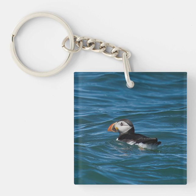 Porte-clés Puffin en mer imitation toile imprimer clé d'impre (Devant)