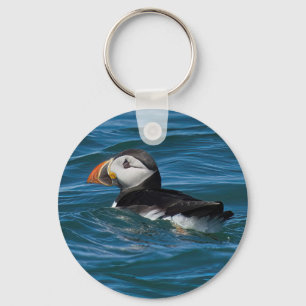 Porte-clés Puffin en mer imitation toile imprimer clé d'impre