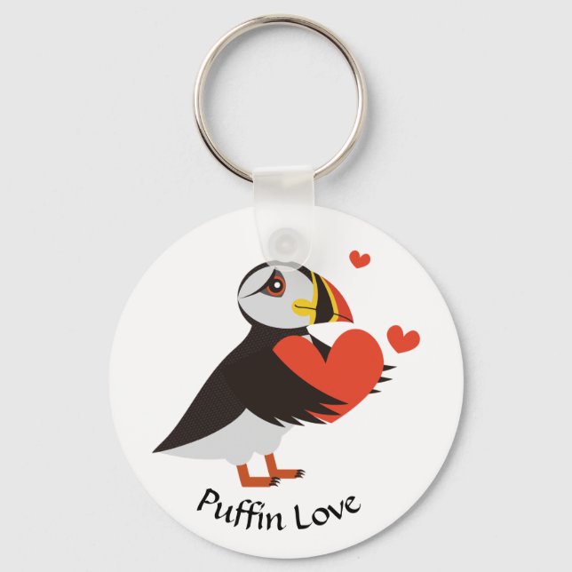 Porte-clés Puffin Love Red Hearts Porte - clé (Recto)