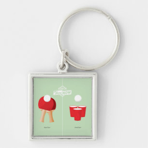 Porte-clés Puis et maintenant : Ping-pong