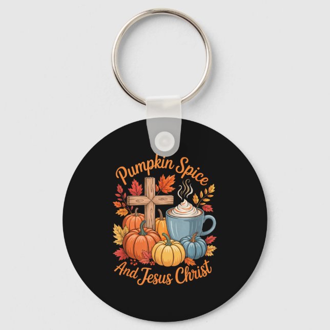 Porte-clés Pumpkin Sce And Jesus Christ Funny Fall Christian  (Recto)
