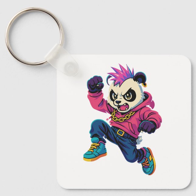 Porte-clés Punk Panda Power (Recto)