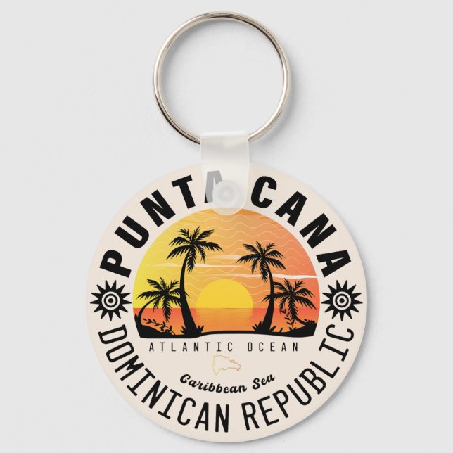 Porte-clés Punta Cana Dominicaine Retro Sunset Souvenir 60s (Recto)