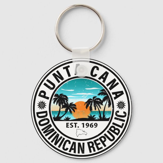 Porte-clés Punta Cana République Dominicaine Famille Souvenir (Recto)