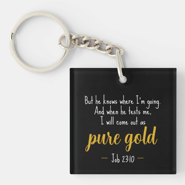 Porte-clés Pure Gold Job 23:10 Scripture Keychain (Devant)