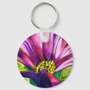 Porte-clés Purple African Daisy watercolor art flower