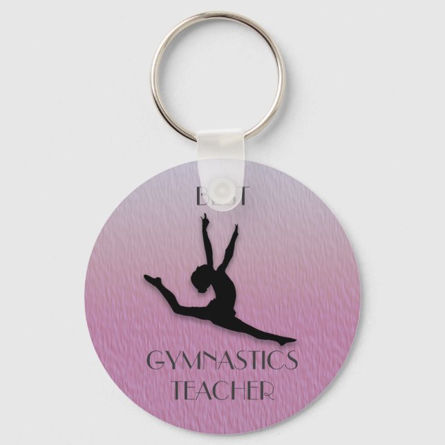 Porte-clés Purple avec Noir Silhouette Gymnastique Enseignant (Recto)