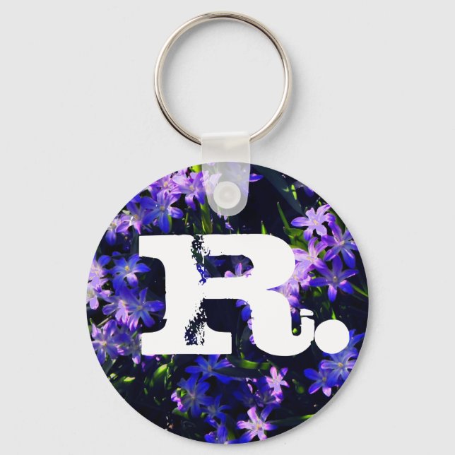 Porte-clés Purple Blue Squill Fleurs de printemps et Monogram (Recto)