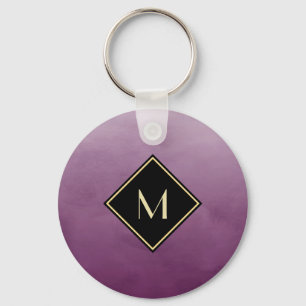 Porte-clés Purple Brossé Élégant Avec Monogramme Or Simple