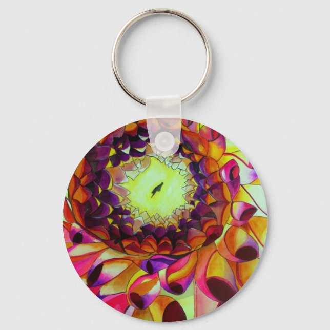 Porte-clés Purple Dahlia abstract original flower art (Recto)