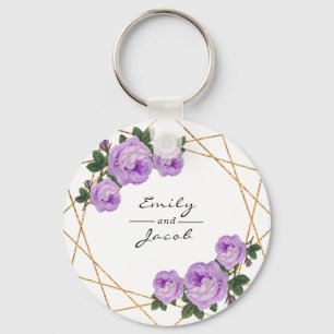 Porte-clés Purple Floral Mer Elegant Parties scintillant or g
