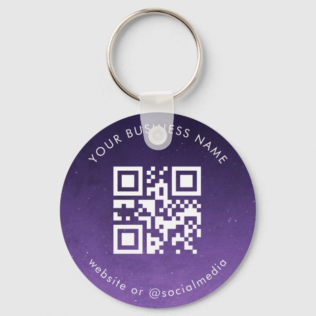 Porte-clés Purple Galaxy Votre Entreprise Personnalisée Qr Co (Recto)