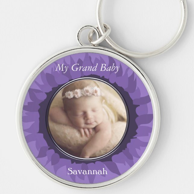 Porte-clés Purple Gerber Daisy Baby Photo (Devant)