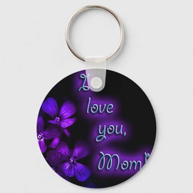 Porte-clés Purple I Love You Maman design (Recto)