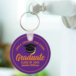 Porte-clés Purple Orange Graduate Custom 2024 Graduation