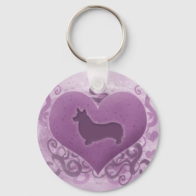 Porte-clés Purple Pembroke Welsh Corgi Valentine (Recto)