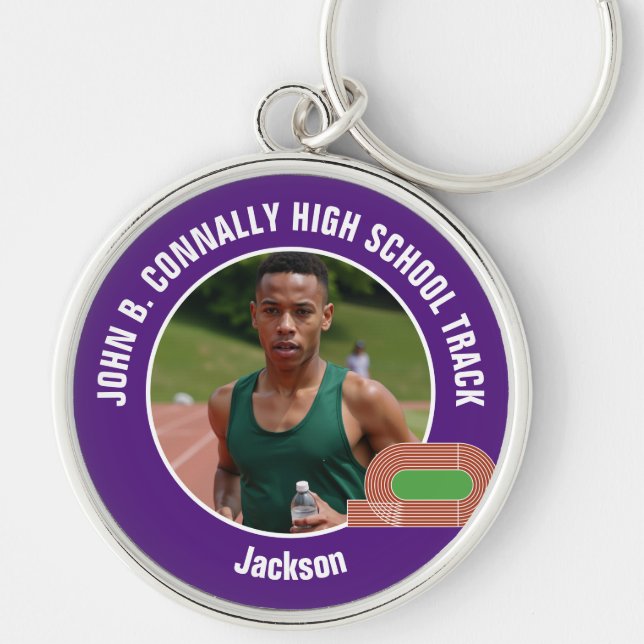 Porte-clés Purple Track & Field Photo High School Athlete (Devant)
