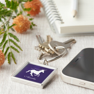 Porte-clés Purple Unicorn Personalized Keychain