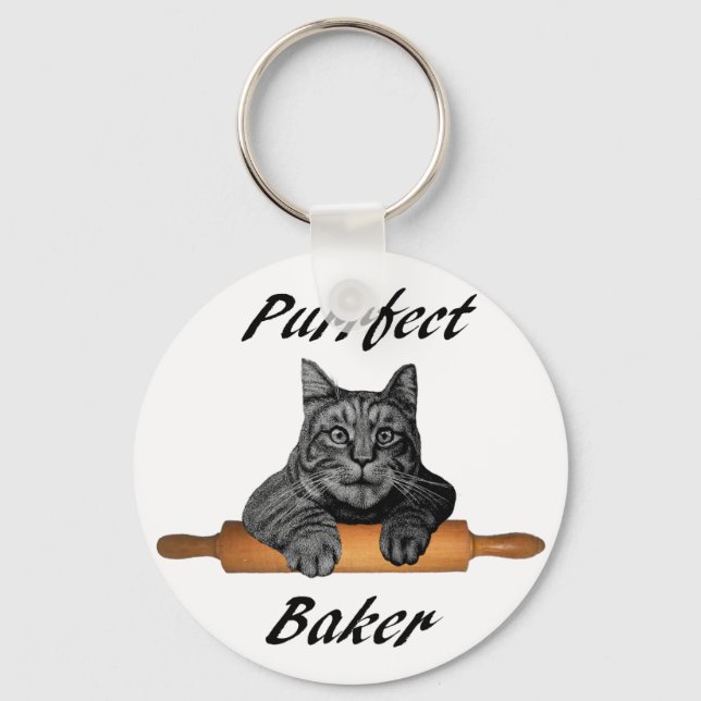 Porte-clés Purrfet Baker Cat Cadeaux fou chat dame (Recto)