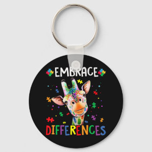 Porte-clés Puzzle Piece Autism Giraffe Embrace Differences fo