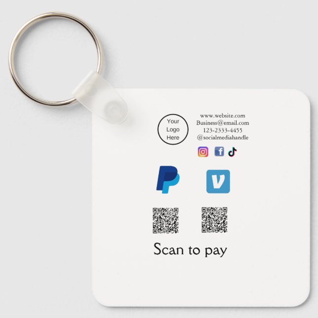 Porte-clés Q R code PayPal venmo scanner payer ajouter médias (Recto)
