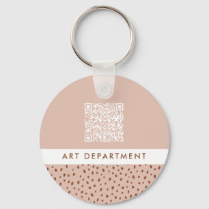 Porte-clés QR CODE bureau département beige & marron pois boh