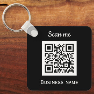 Porte-clés QR Code Business Logo Professionnel Noir Moderne