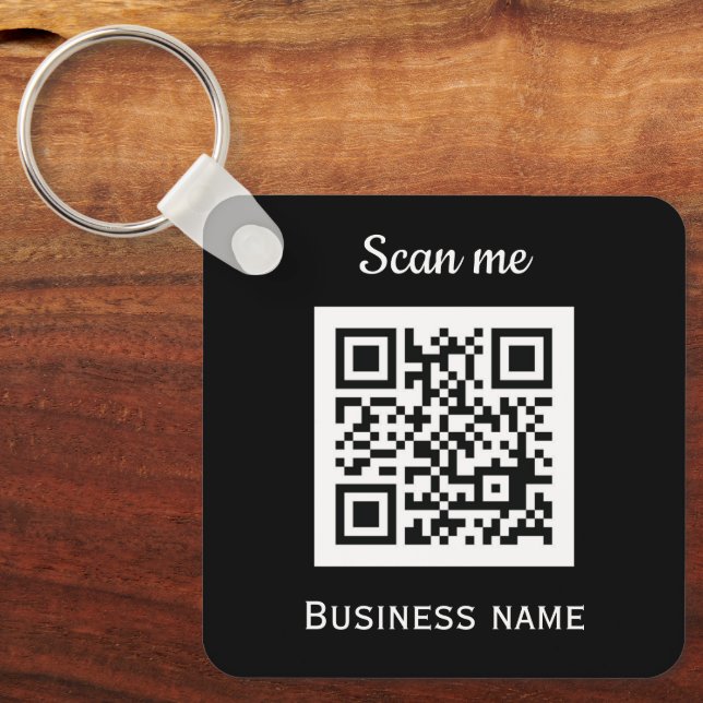 Porte-clés QR Code Business Logo Professionnel Noir Moderne (Recto)