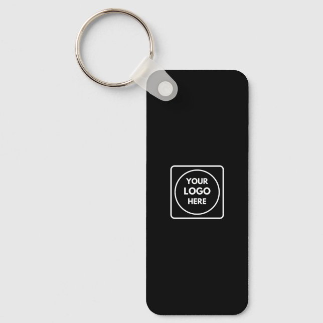 Porte-clés QR Code Horizontal Logo Entreprise Noir (Recto)