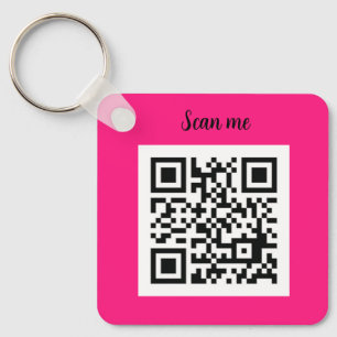 Porte-clés QR Code Hot Pink Élégant affaires