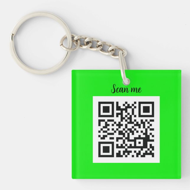 Porte-clés QR Code Neon Green Elegant Yellow Business (Devant)