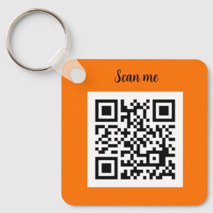 Porte-clés QR Code Neon Orange Élégant