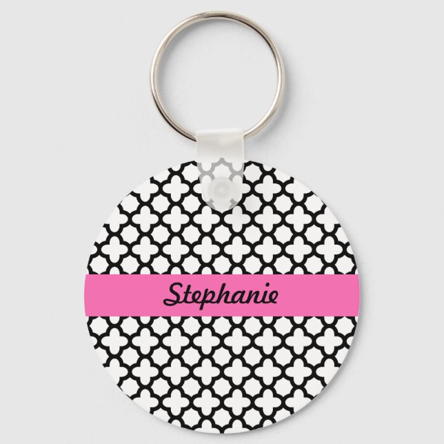 Porte-clés Quatrefoil noir et blanc (Recto)