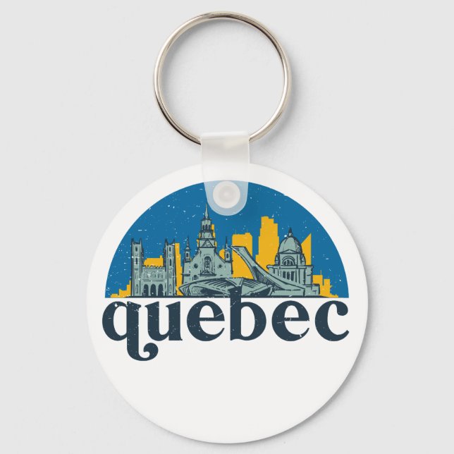 Porte-clés Québec Canada Vintage City Skyline (Recto)