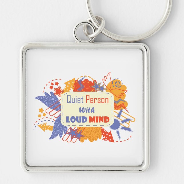 Porte-clés Quiet Person With Loud Mind blue yellow (Devant)