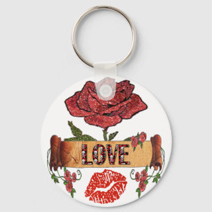 Porte-clés RAB Rockabilly Valentine Roses, Love & Lipstick