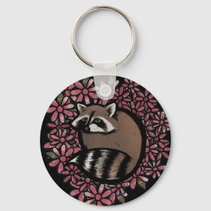 Porte-clés Raccoon Daisy Flower Art Raccoons Daisies Floral