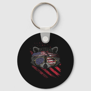 Porte-clés Raccoon Drapeau Américain Patriotique 4 juillet Tr