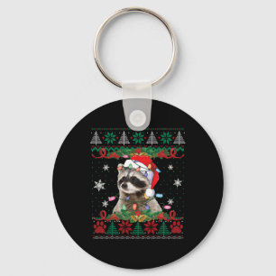 Porte-clés Raccoon Santa Hat Noël Vilain Sweater Animaux L