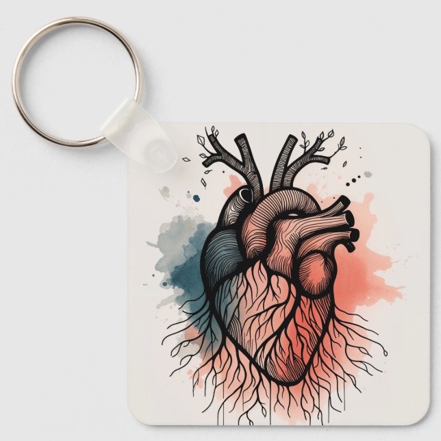 Porte-clés Racines minuscules : Coeur et arbre (Recto)