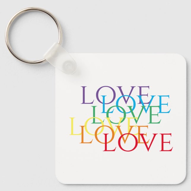 Porte-clés RAINBOW LOVE Carré en aluminium Porte - clé (Recto)