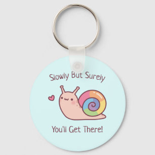 Porte-clés Rainbow Snail Slowly But Surely Positive Quote