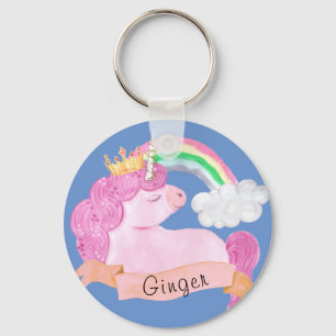 Porte-clés 🌈 Rainbow Unicorn Nom personnalisé