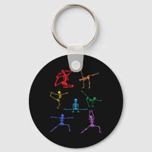 Porte-clés Rainbow Yoga Skeleton Exercice Bone Halloween Part