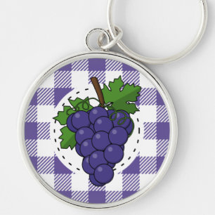 Porte-clés Raisins sur Plaid violet blanc