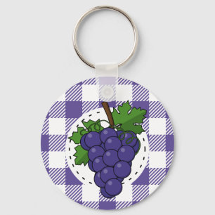 Porte-clés Raisins sur Plaid violet blanc