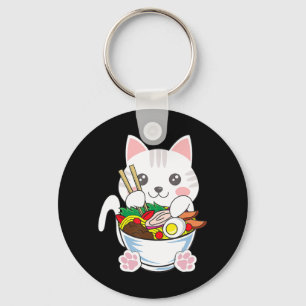 Porte-clés Ramen Cat Anime Bowl Kawaii Neko Gir japonais