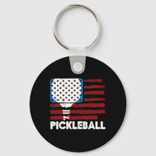 Porte-clés Raquette de Pickleball Drapeau Patriot Pickle Ball